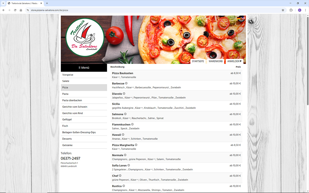 Online-Bestellsystem Pizzeria Salvatore